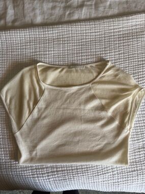 Zara Cream Short-Sleeve Scoop Neck Top